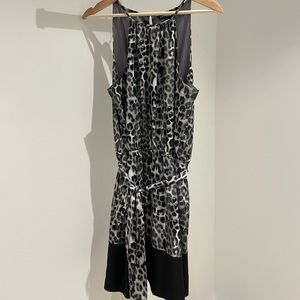 Express black and white leopard print dress